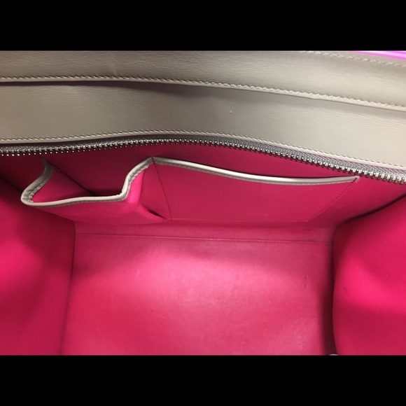 CELINE BEIGE & PINK MINI LUGGAGE TOTE BAG - Picture 6 of 8
